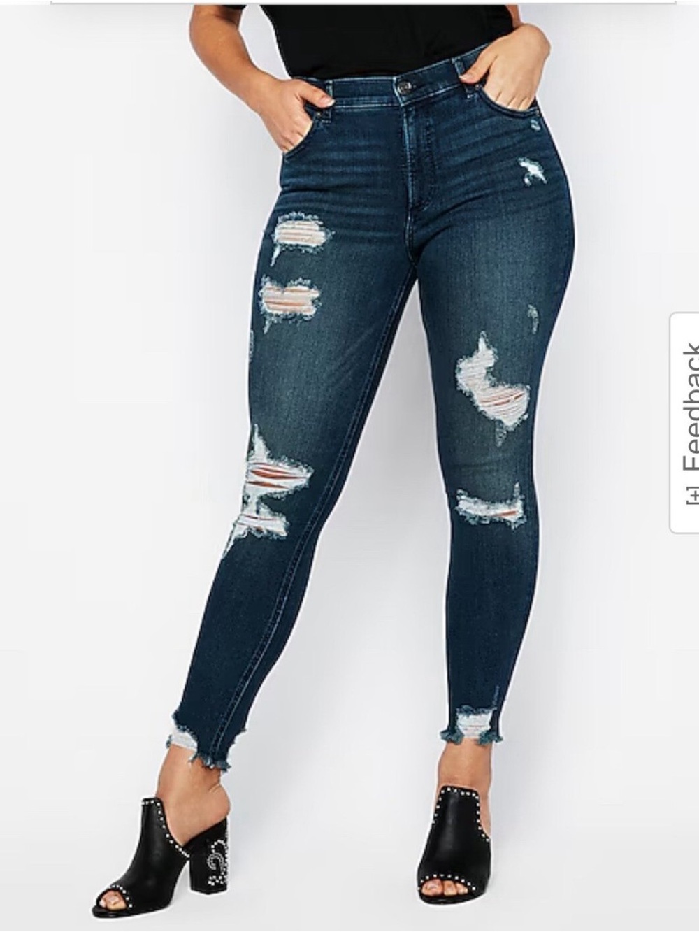Express Dark Blue Distressed High-Rise Jeggings